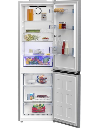 Beko Frigorifero Combi 1.80cm, Classe C, Total NF, Compressore ProSmart™Inverter, Metal Look, AeroFlow, HarvestFresh, 35 dBA