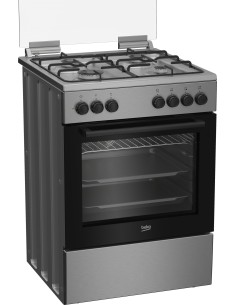 Beko FBE62120XD cucina a libera installazione inox, 60x60cm, piano gas, forno elettrico ventilato, grill elettrico, 66 Lt, 2