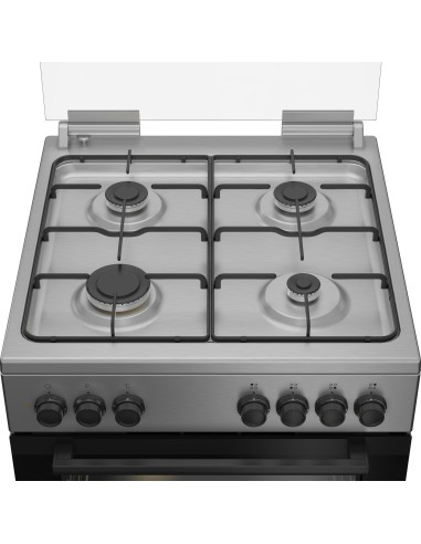 Beko FBE62120XD cucina a libera installazione inox, 60x60cm, piano gas, forno elettrico ventilato, grill elettrico, 66 Lt,