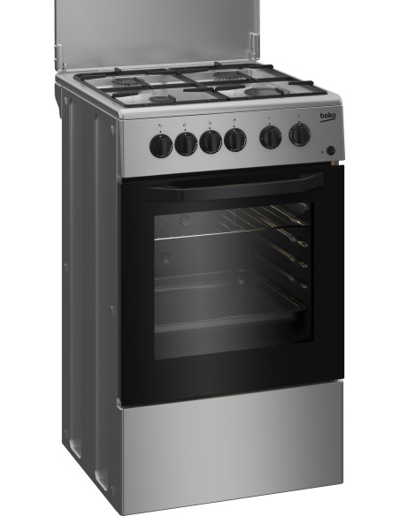 Beko CSS42014FS cucina A Elettrico Gas Nero, Argento