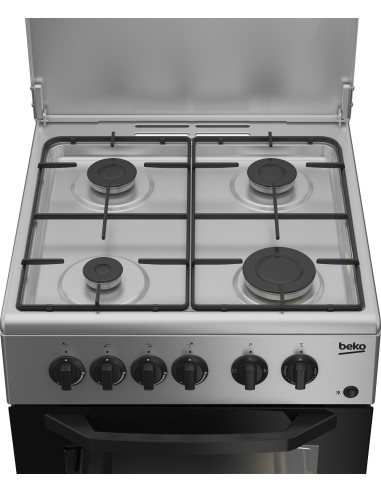 Beko CSS42014FS cucina A Elettrico Gas Nero, Argento