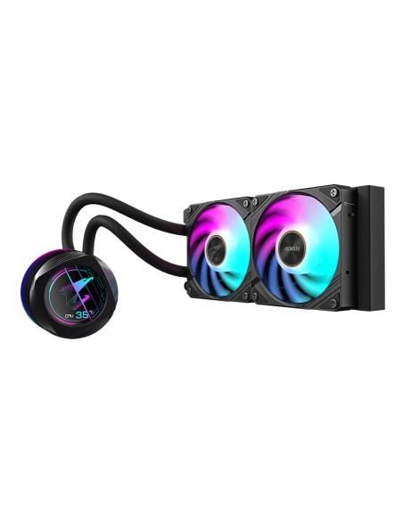 GIGABYTE AORUS WATERFORCE X II 240 Raffreddamento a liquido per CPU AIO - 2x ventole ARGB da 120 mm, LCD a colori, DAISY-CHAIN,