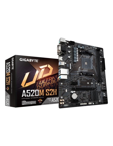 GIGABYTE Scheda madre A520M S2H - Supporta CPU AMD Ryzen serie 5000 AM4, VRM digitale puro 4+3 fasi, fino a 5100MHz DDR4 (OC),
