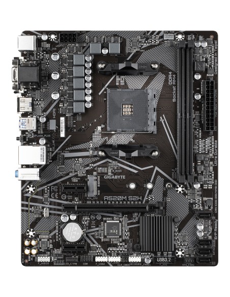 GIGABYTE Scheda madre A520M S2H - Supporta CPU AMD Ryzen serie 5000 AM4, VRM digitale puro 4+3 fasi, fino a 5100MHz DDR4 (OC),