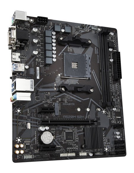 GIGABYTE Scheda madre A520M S2H - Supporta CPU AMD Ryzen serie 5000 AM4, VRM digitale puro 4+3 fasi, fino a 5100MHz DDR4 (OC),