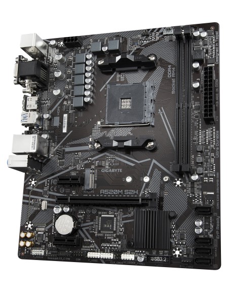 GIGABYTE Scheda madre A520M S2H - Supporta CPU AMD Ryzen serie 5000 AM4, VRM digitale puro 4+3 fasi, fino a 5100MHz DDR4 (OC),