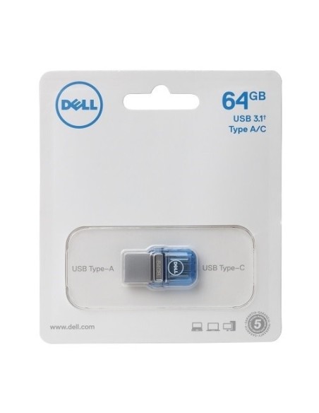 DELL AB135418 unità flash USB 64 GB USB Type-A   USB Type-C 3.2 Gen 1 (3.1 Gen 1) Blu, Argento