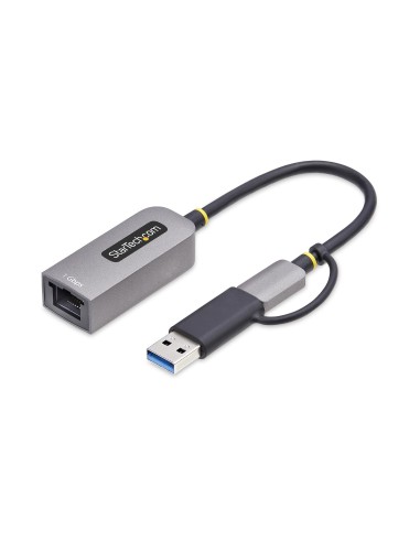 StarTech.com Adattatore da USB-C a Ethernet con dongle USB-A, 10 100 1000Mbps, adattatore di rete da USB 3.0 a Gigabit