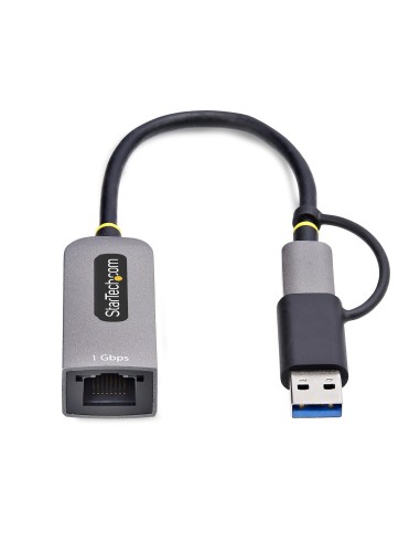 StarTech.com Adattatore da USB-C a Ethernet con dongle USB-A, 10 100 1000Mbps, adattatore di rete da USB 3.0 a Gigabit