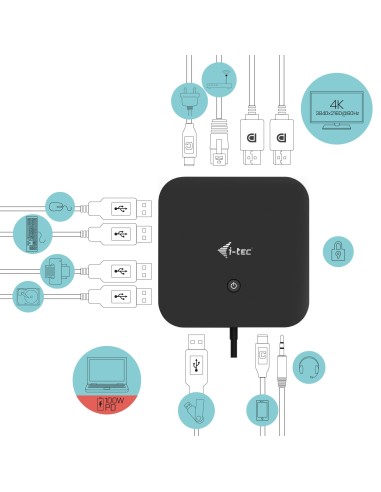 i-tec USB-C Dual Display Docking Station with Power Delivery 100 W + Universal Charger 100 W