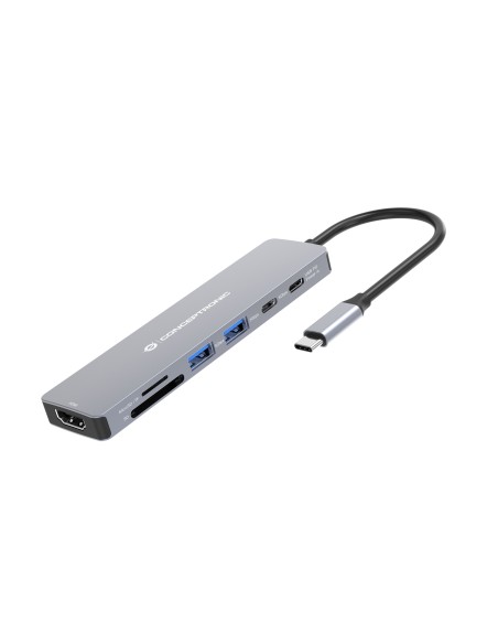 Conceptronic DONN28G replicatore di porte e docking station per laptop Cablato USB 3.2 Gen 1 (3.1 Gen 1) Type-C Grigio