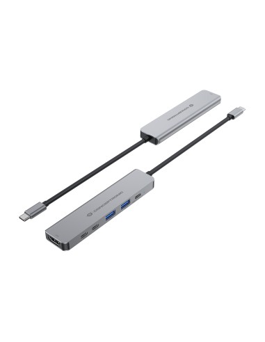 Conceptronic DONN33G replicatore di porte e docking station per laptop Cablato USB 3.2 Gen 1 (3.1 Gen 1) Type-C Argento