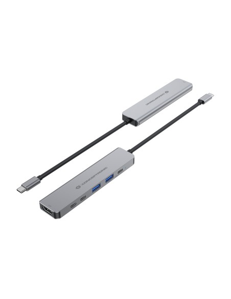 Conceptronic DONN33G replicatore di porte e docking station per laptop Cablato USB 3.2 Gen 1 (3.1 Gen 1) Type-C Argento