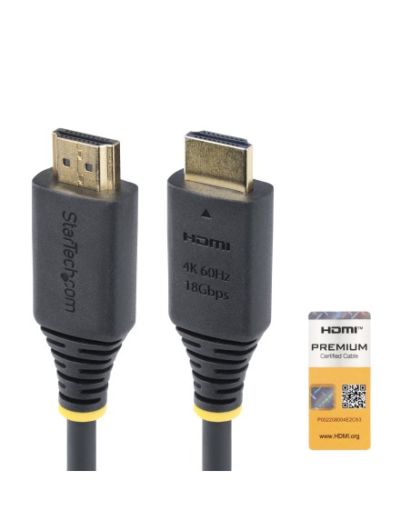 StarTech.com Cavo HDMI ad alta velocità certificato Premium da 1,5m, 4K 60Hz 1440p 144Hz, HDR10 HDCP 2.2 ARC, 18Gbps, cavo UHD