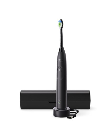Philips Sonicare Spazzolino elettrico sonico con base di ricarica, 2 livelli intensità, sensore di pressione colore nero