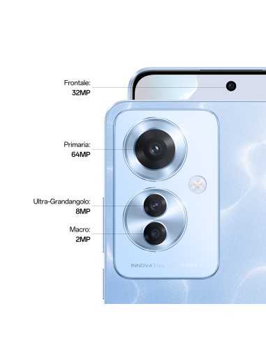 OPPO Reno11 F 5G Smartphone, AI Tripla fotocamera 64+8+2MP, Selfie 32MP, Display 6.7” 120HZ AMOLED FHD+, 5000mAh, RAM