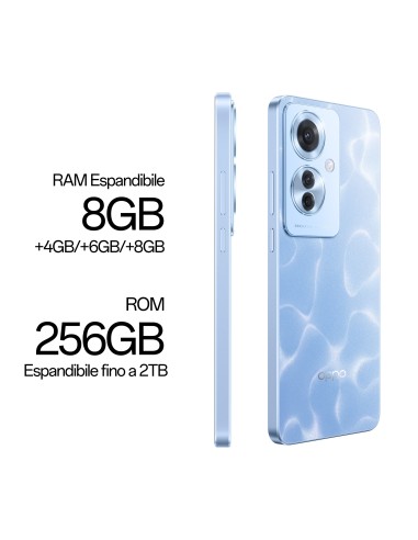 OPPO Reno11 F 5G Smartphone, AI Tripla fotocamera 64+8+2MP, Selfie 32MP, Display 6.7” 120HZ AMOLED FHD+, 5000mAh, RAM