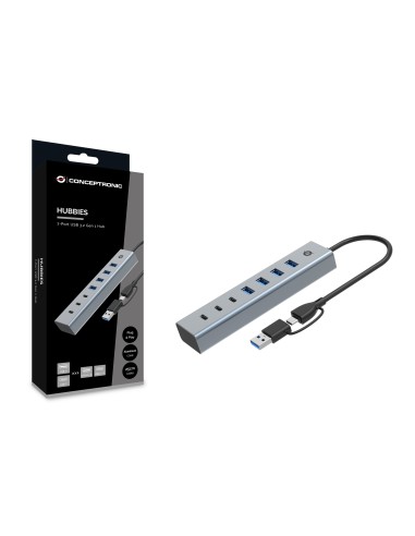 Conceptronic HUBBIES20G hub di interfaccia USB 3.2 Gen 1 (3.1 Gen 1) Type-C 5000 Mbit s Grigio