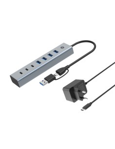 Conceptronic HUBBIES20GP hub di interfaccia USB 3.2 Gen 1 (3.1 Gen 1) Type-C 5000 Mbit s Grigio