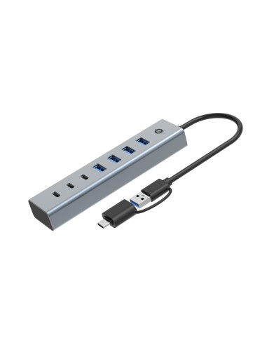 Conceptronic HUBBIES20GP hub di interfaccia USB 3.2 Gen 1 (3.1 Gen 1) Type-C 5000 Mbit s Grigio