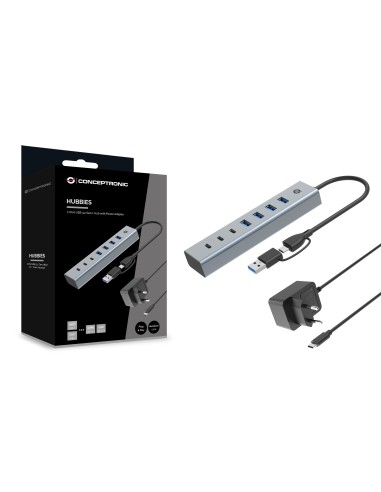 Conceptronic HUBBIES20GP hub di interfaccia USB 3.2 Gen 1 (3.1 Gen 1) Type-C 5000 Mbit s Grigio