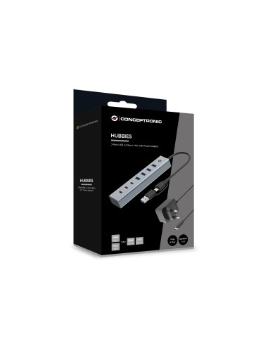 Conceptronic HUBBIES20GP hub di interfaccia USB 3.2 Gen 1 (3.1 Gen 1) Type-C 5000 Mbit s Grigio