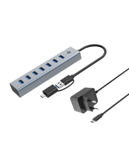 Conceptronic HUBBIES21GP hub di interfaccia USB 3.2 Gen 1 (3.1 Gen 1) Type-A 5000 Mbit s Grigio