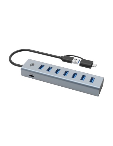 Conceptronic HUBBIES21GP hub di interfaccia USB 3.2 Gen 1 (3.1 Gen 1) Type-A 5000 Mbit s Grigio