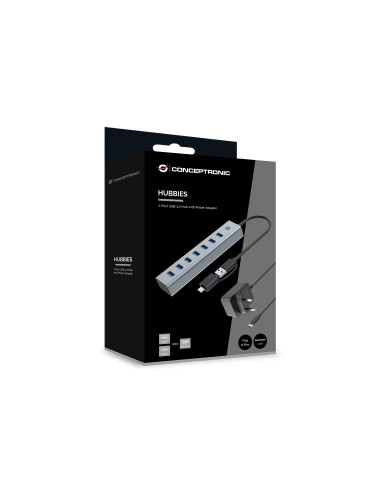 Conceptronic HUBBIES21GP hub di interfaccia USB 3.2 Gen 1 (3.1 Gen 1) Type-A 5000 Mbit s Grigio