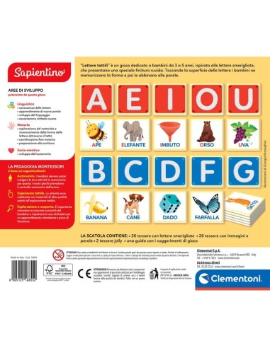Clementoni Sapientino Montessori - Lettere Tattili