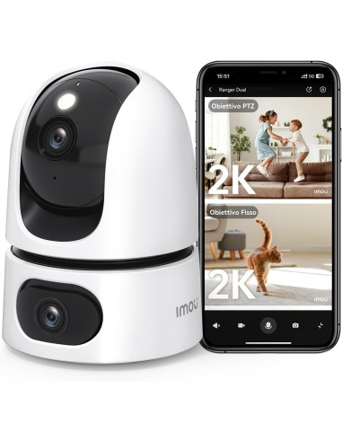 Imou Ranger DUAL 6MP (3MP+3MP) Telecamera WiFi Interno con Doppia Lente, 360°PTZ Telecamera da Interno, Rilevamento Umano,