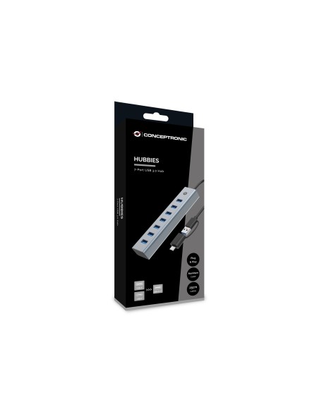 Conceptronic HUBBIES21G hub di interfaccia USB 3.2 Gen 1 (3.1 Gen 1) Type-A 5000 Mbit s Grigio