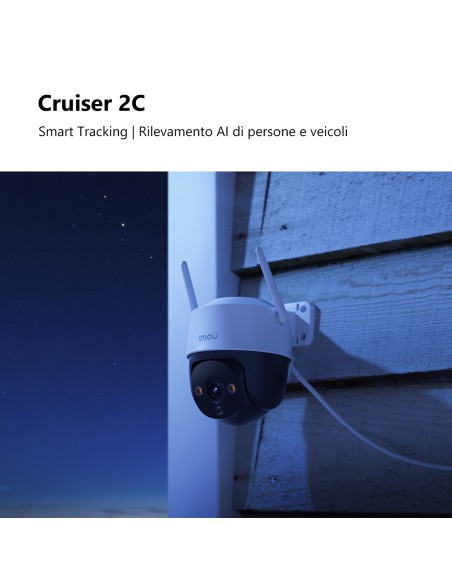 Imou Cruiser 2C 2K (3MP) - Telecamera Wi-Fi Esterno Motorizzata 360° - Visione Notturna a Colori, IP66, Tracciamento