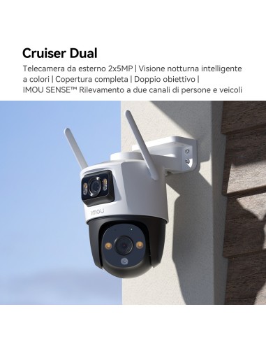 Imou Crusier DUAL 10MP (5MP+5MP) Telecamera Wi-Fi Esterno Doppio Obiettivo, 360°PTZ Videocamera Sorveglianza Esterno con