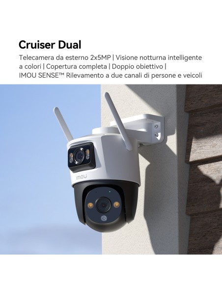 Imou Crusier DUAL 10MP (5MP+5MP) Telecamera Wi-Fi Esterno Doppio Obiettivo, 360°PTZ Videocamera Sorveglianza Esterno con