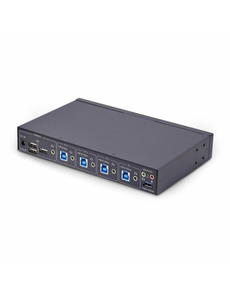 StarTech.com Switch KM a 4 porte con commutazione del mouse, switcher USB per tastiera mouse, audio 3,5 mm USB, Condivisione