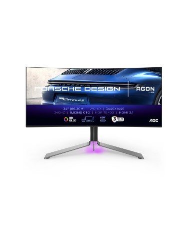 AOC Porsche PD34 Monitor PC 86,4 cm (34") 3440 x 1440 Pixel Wide Quad HD QD-OLED Nero