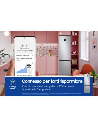 Samsung RB38C672CSA frigorifero Combinato EcoFlex AI Libera installazione con congelatore Wifi 2m 390 L Classe C, Inox
