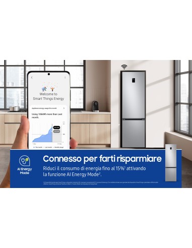 Samsung Frigorifero Combinato EcoFlex AI 2m 390L RB38C674CSA