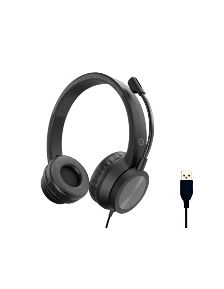 Conceptronic POLONA05B cuffia e auricolare Cablato A Padiglione Musica e Chiamate USB tipo A Nero