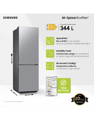 Samsung Frigorifero Combinato EcoFlex 1.85m 344L RB33B610ESA