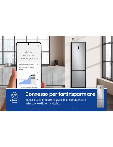 Samsung Frigorifero Combinato EcoFlex AI 2m 390L RB38C774DSA