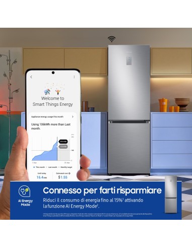 Samsung RB34C775CS9 frigorifero Combinato EcoFlex AI 1.85m 344L Libera installazione con congelatore Wifi 1,85m 344 L con