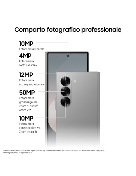 Samsung Galaxy Z Fold6 Smartphone AI, 512GB, RAM 12GB, Display 6,3" 7,6" Dynamic AMOLED 2X, Silver Shadow