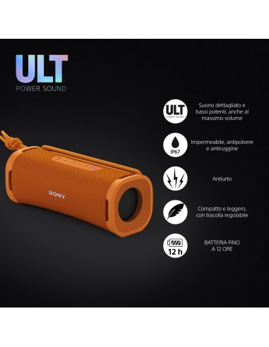 Sony ULT FIELD 1 - Speaker portatile wireless Bluetooth con ULT POWER SOUND, bassi potenti, IP67, impermeabile, antipolvere,