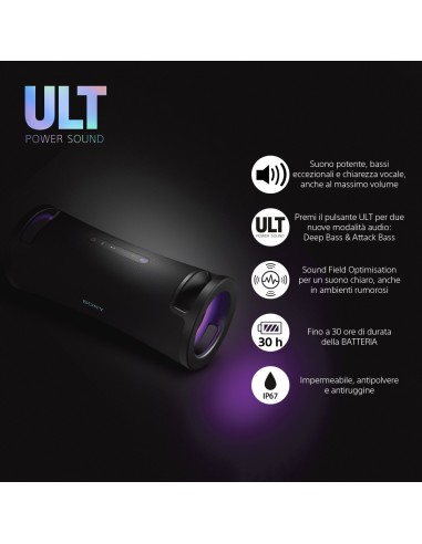 Sony ULT FIELD 7 - Speaker portatile wireless Bluetooth con ULT POWER SOUND, Ultimate Deep BASS, X Balanced Speaker, batteria