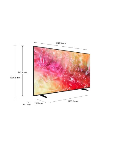 Samsung TV Crystal UHD 4K 75” UE75DU7170UXZT Smart TV Wi-Fi Black 2024, Processore Crystal 4K, 4K Upscaling, Slim Look Design,