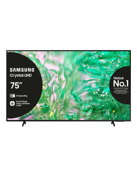 Samsung TV Crystal UHD 4K 75” UE75DU8070UXZT Smart TV Wi-Fi Black 2024, Processore Crystal 4K, 4K Upscaling, AirSlim Design,