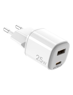 Celly UPTC1USB1USBC25 Caricabatterie per dispositivi mobili Fotocamera, Microfono, Smartphone, Tablet, Telefono Bianco USB