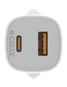 Celly UPTC1USB1USBC25 Caricabatterie per dispositivi mobili Fotocamera, Microfono, Smartphone, Tablet, Telefono Bianco USB 2